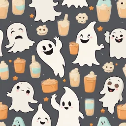 Cute cartoon ghosts with Choccy Milk