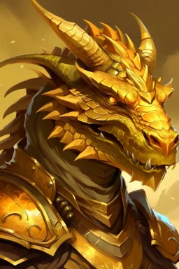 Dragonborn DnD, golden dragon, friendly face