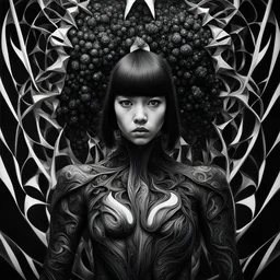 ((((black white masterpiece ninji girl))))+charcoal++**abstract**//superrealism//#, colored-pencil, Atmospheric lighting, Realism, Key shot, Perspective, camera, Polarizing filter, scene science fiction --chaos 100 --seed 1234566 --no -0.5 --iw 0.75 --quality 5 --version 4 --stylize 2500 --uplight --beta --hd