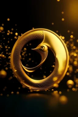 Animation golden Aquarius zodiac sign Rotating in golden background space, semi realistic, shallow depth of field --are 2:3-