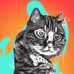 illustration of a rapper cat