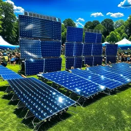 some solar panels in a music festival