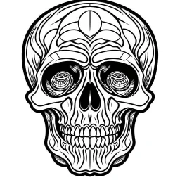 very simple Coloring page for beginers with skull, very Bold outlines and white background, not very detailed