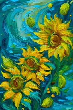 flower acrylic painting inspire by vincent van gogh