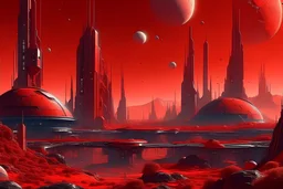 miasto przyszłości na innej planecie gdzie gwiazdą jest czerwony karzeł