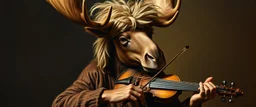 master oil painting by Rembrandt, mozart moose with a wig, playing big