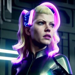 Actress, young Katheryn Winnick, android woman, circuits, ghost in the shell, leather coat, cyber punk, neon, army, bamboo, blood, portrait, studio photo, unreal engine 5, soft color, 16 bit, god lights, ray tracing, RTX, lumen lighting, ultra deatail, volumetric lighting, 3d, finely drawn, hd.