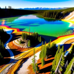 Yellowstone National Park,aerial view,extremely detailed digital painting, high resolution,8k, realistic, beautiful, volumetric lighting, mystical colors ,perfectly centered image, perfect composition, rim light, beautiful lighting,masterpiece, stunning scene, raytracing, anatomically correct, in the style Van Gogh and robert e howard and Ken Kelley and Ohrai Noriyoshi and Simon Bisley and tomzj1.