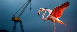 construction crane wolf flamingo with wings