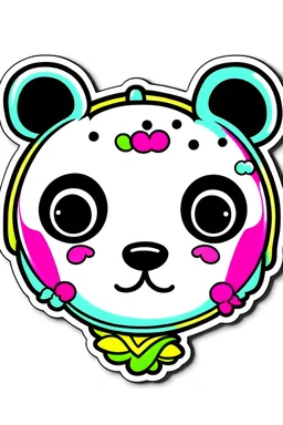 Sticker, white background, panda cutstir, contour, colorful, vector, kawaii