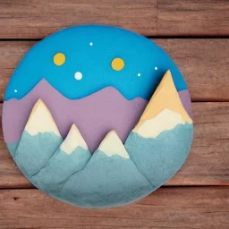 Claymation mountain skyline,Rudolph the red noise reindeer, beautiful, pastel blue