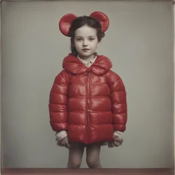 Minnie mouse, red, autochrome, plastic puffy jacket