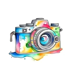 camera outline icon water color