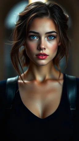 blue eye women, college, style, light, Hyper realistic . A unrealistic Beautiful girl. , Detailed skkin. big Detailed lips. Bright Shining skin.. . High detail. Photor. 8k. Visually stunning. Only one Light source. Symmetrical. smirk skirt, european