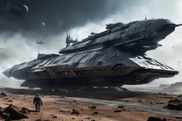 futuristic epic scifi, spaceship massive sulaco line's arrival / departures terminus, men and women soldiers space marines embark LV-426, Sci Fi, a huge weathering battered and chipped spaceship with large steel grey WM5 markings and a logo on both sides of the hull in digital art style, wide angle, balanced composition, hard surface, reflections, triadic color, symmetry, hyper detailed, octane render, orange render