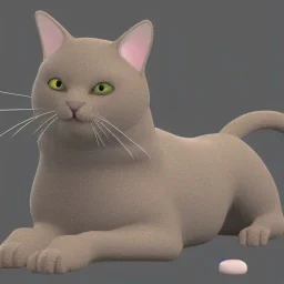 Un chien chat hybride, modélisme 3d, très détaillé