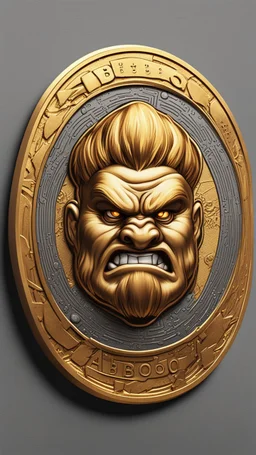 a smooth 3d game graphics golden coin with a relief print of Abobo