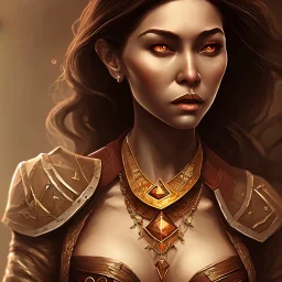 dungeons and dragons, female human, druid, brown hair, brown eyes, full body, realistic face, hair tied back, rough face