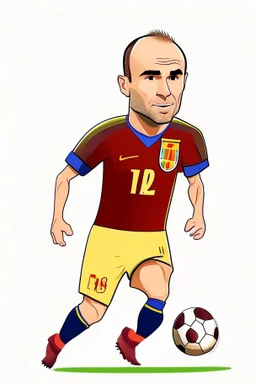 Andres Iniesta Spanish football player ,cartoon 2d