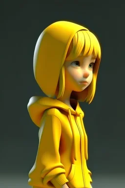 Seorang gadis berpakaian kuning 3D animation