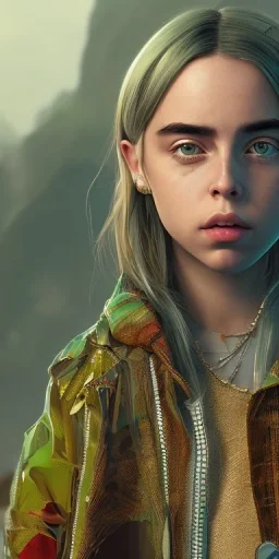 Billie Eilish, skirt, photorealistic, 8k