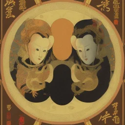 Ukiyo-e Style , yin and yang