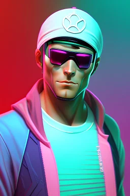 synthwave gamer who wears bandana and cap