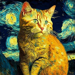 Retrato de un gato por Van Gogh