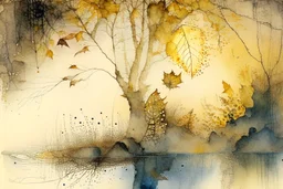 Double exposure, Autumn colours, leaves, chestnut, golden lights, Heart and love: Double exposure burlap, battery corrosion, golden patina, Sunrise on a misty morning. over a misty pond in the hieght of fall.Watercolour by Alison Brady. Pastel colours, waterfall, in ochre Arthur Rackham Gothic Watercolour Jean-Baptiste Monge Ernst Haeckel Minimalist Kay Sage watercolour art