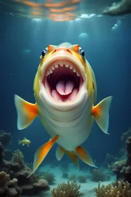 one fish with human smile