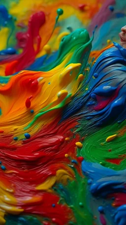 A picture of a plastic painting with colors that express joy 8k