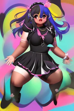 black cute chubby teen girl art fullbody