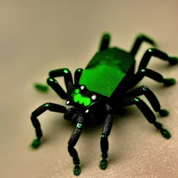 Ragno con armatura nera e verde