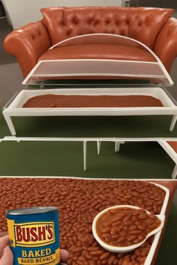 a couch made out bush's baked beans