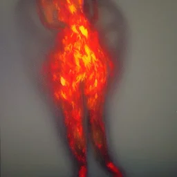 Full body portrait, painting, medium shot lady body made of Volumetric fire