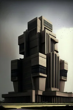 Modern Architectural style for building of India's Intelligence Bureau , make it visibly military and intelligence style at the same time similar to Indian Architecture, use darker colors, make it wider and not much taller