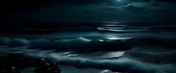 romantic ocean view, dark night