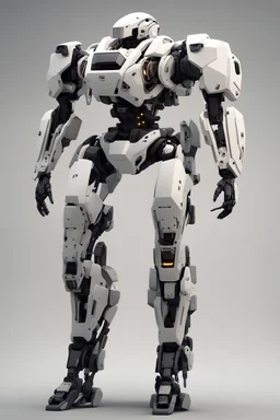 mecha amp suit exoskeleton, prototype, used condition, front view, side view