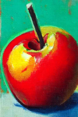 Abstract impasto oil painting of an apple with margins