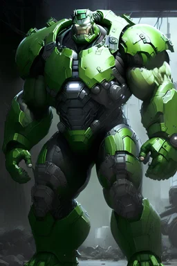 the incredible hulk in power armor