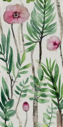 exquisite whimsical woodland watercolor, delicate, cute, adorable, linen backdrop