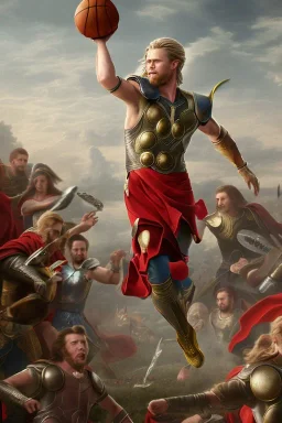 Baby Thor playing basketball in renaissance Italy