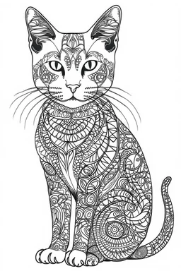 coloring image of cat white background