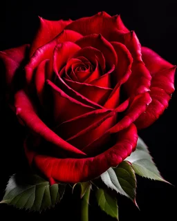 Deep red rose, black background