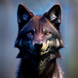 black alpha wolf baring teeth photorealistic