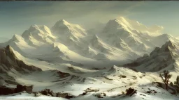 mountain range in snow by andrea del sarto