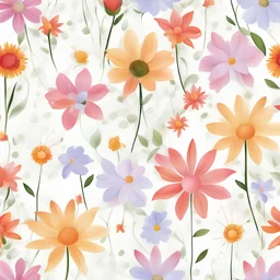 Beautiful flowers whimsical printable paper white background