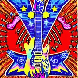 PEACE electric guitar PEACE psychedelic hippie trippy acid LSD PEACE GUITAR peacesign HIPPIE FLAG