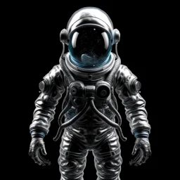 a transparent frozen astronaut with a black background