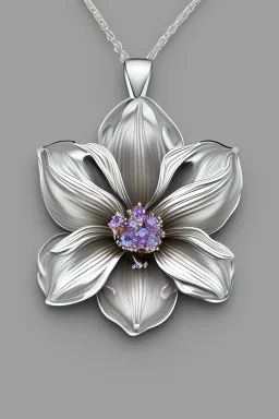 White gold tiger lily flower pendant Contains crystals